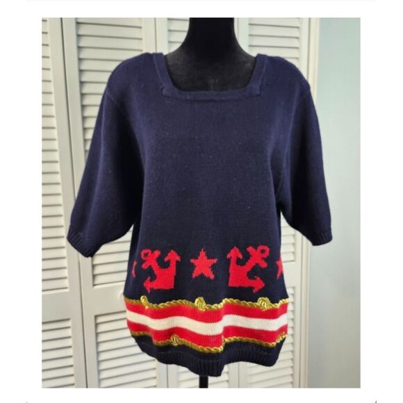 Vintage Bechamel Nautical Sweater Blue Embroidered Size MP Women's - Picture 1 of 10